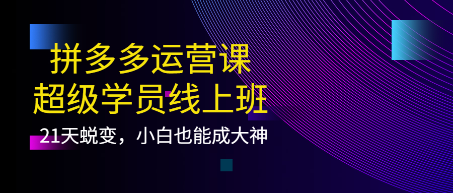 拼多多运营课:超级学员线上班,21天蜕变,小白也能成大神网创吧-网创项目资源站-副业项目-创业项目-搞钱项目网创吧
