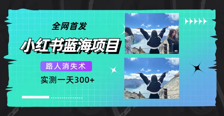 全网首发,小红书蓝海项目,路人消失术,实测一天300+(教程+工具)网创吧-网创项目资源站-副业项目-创业项目-搞钱项目网创吧