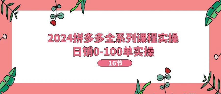 2024拼多多全系列课程实操,日销0-100单实操【16节课】网创吧-网创项目资源站-副业项目-创业项目-搞钱项目网创吧