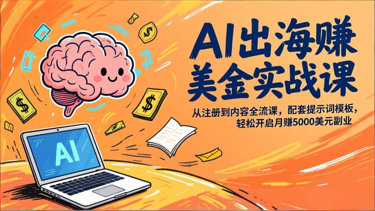 AI出海赚美金实战课,从注册到内容全流程,配套提示词模板,轻松开启月赚5000美元副业网创吧-网创项目资源站-副业项目-创业项目-搞钱项目网创吧