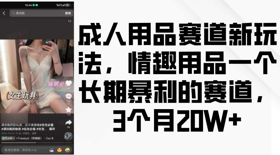 情趣用品一个长期暴利的赛道,成人用品赛道新玩法,3个月20W+网创吧-网创项目资源站-副业项目-创业项目-搞钱项目网创吧