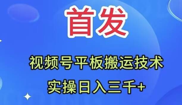 全网首发:视频号平板搬运技术,实操日入三千+网创吧-网创项目资源站-副业项目-创业项目-搞钱项目网创吧