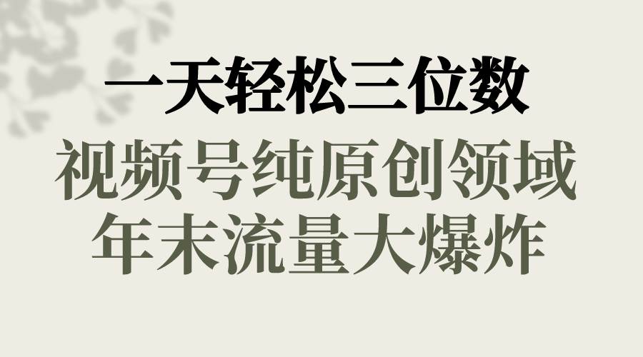 一天轻松三位数,视频号纯原创领域,春节童子送祝福,年末流量大爆炸网创吧-网创项目资源站-副业项目-创业项目-搞钱项目网创吧