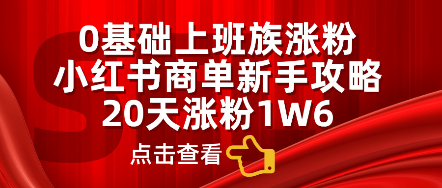 0基础上班族涨粉,小红书商单新手攻略,20天涨粉1.6w网创吧-网创项目资源站-副业项目-创业项目-搞钱项目网创吧