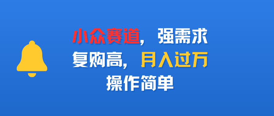 小众赛道，强需求，复购高，月入过万，操作简单网创吧-网创项目资源站-副业项目-创业项目-搞钱项目网创吧