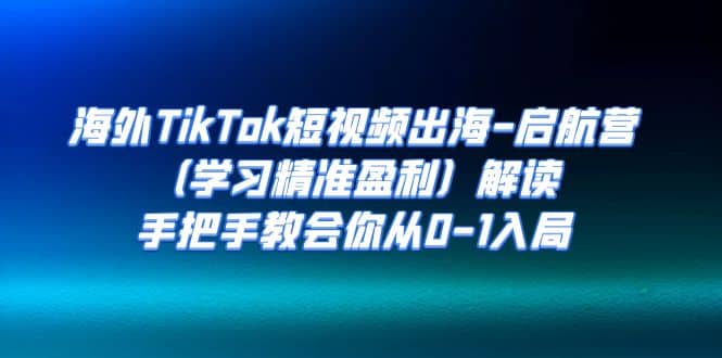 海外TikTok短视频出海-启航营(学习精准盈利)解读,手把手教会你从0-1入局网创吧-网创项目资源站-副业项目-创业项目-搞钱项目网创吧