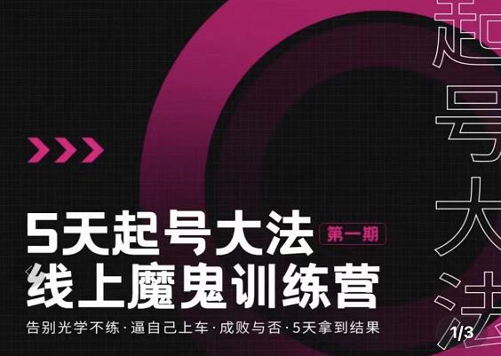 五天起号魔鬼训练营,告别光学不练,逼自己上车,成败与否,5天拿到结果网创吧-网创项目资源站-副业项目-创业项目-搞钱项目网创吧