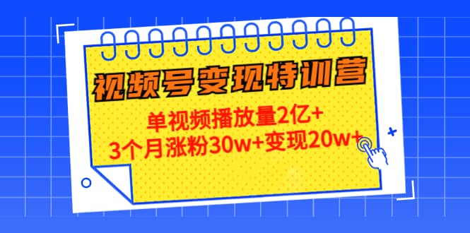 20天视频号变现特训营:单视频播放量2亿+网创吧-网创项目资源站-副业项目-创业项目-搞钱项目网创吧