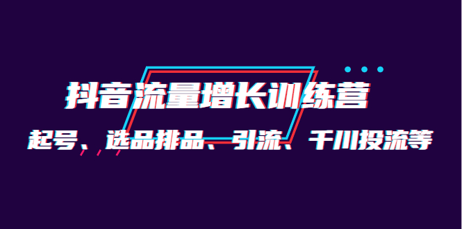 月销1.6亿实操团队·抖音流量增长训练营:起号、选品排品、引流 千川投流等网创吧-网创项目资源站-副业项目-创业项目-搞钱项目网创吧