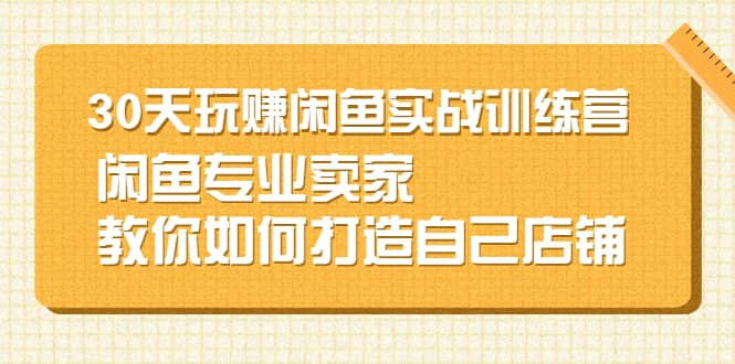 30天玩赚闲鱼实战训练营,闲鱼专业卖家教你如何打造自己店铺网创吧-网创项目资源站-副业项目-创业项目-搞钱项目网创吧