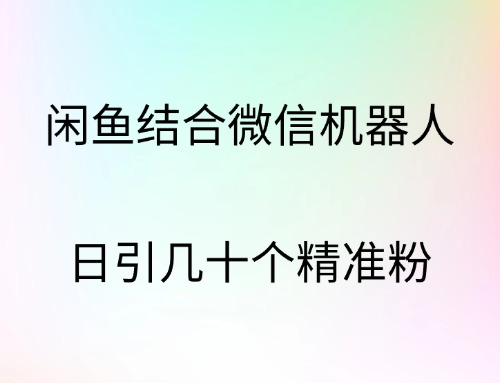 闲鱼结合微信机器人,日引几十个精准粉网创吧-网创项目资源站-副业项目-创业项目-搞钱项目网创吧