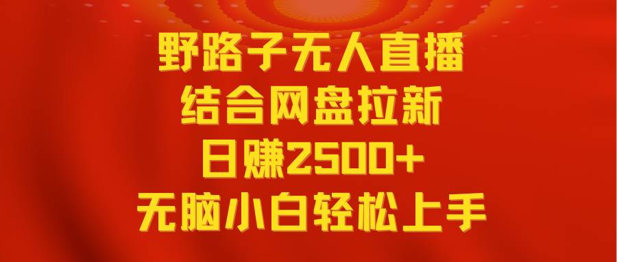 无人直播野路子结合网盘拉新,日赚2500+多平台变现,小白无脑轻松上手操作网创吧-网创项目资源站-副业项目-创业项目-搞钱项目网创吧