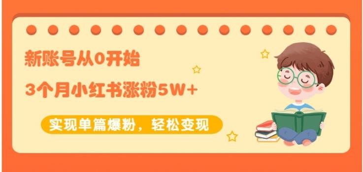新账号从0开始3个月小红书涨粉5W+实现单篇爆粉,轻松变现(干货)网创吧-网创项目资源站-副业项目-创业项目-搞钱项目网创吧