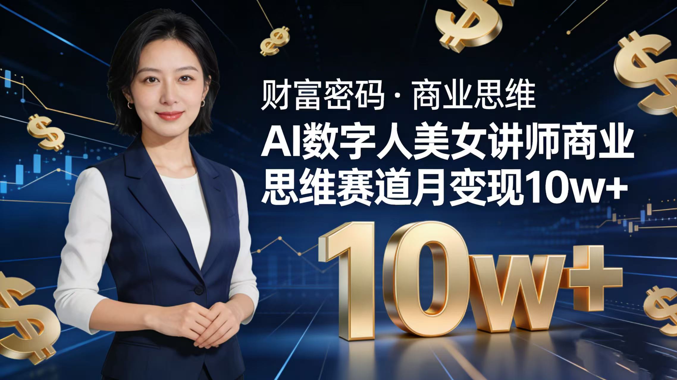 AI 数字人美女讲师!商业思维赛道咋做到月变现 10w+?网创吧-网创项目资源站-副业项目-创业项目-搞钱项目网创吧