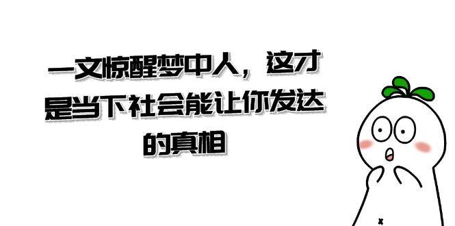 某公众号付费文章《一文 惊醒梦中人,这才是当下社会能让你发达的真相》网创吧-网创项目资源站-副业项目-创业项目-搞钱项目网创吧