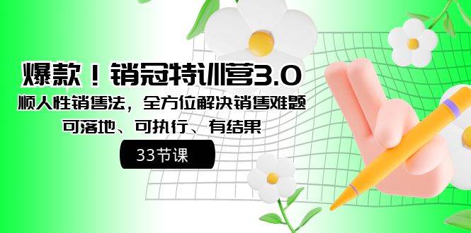 爆款!销冠特训营3.0之顺人性销售法,全方位解决销售难题、可落地、可执行、有结果网创吧-网创项目资源站-副业项目-创业项目-搞钱项目网创吧