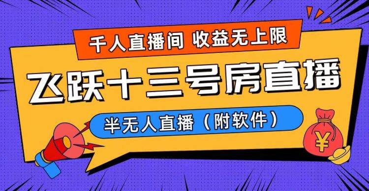 爆火飞跃十三号房半无人直播,一场直播上千人,日入过万!(附软件)网创吧-网创项目资源站-副业项目-创业项目-搞钱项目网创吧