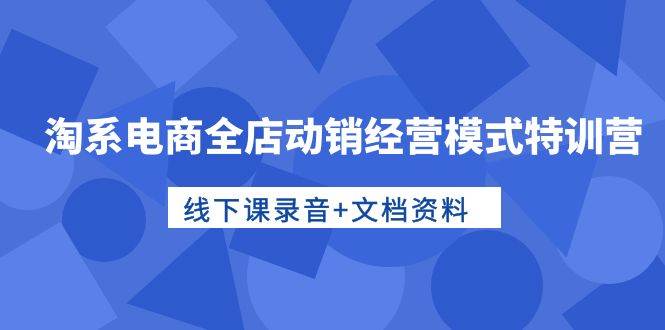 淘系电商全店动销经营模式特训营,线下课录音+文档资料网创吧-网创项目资源站-副业项目-创业项目-搞钱项目网创吧