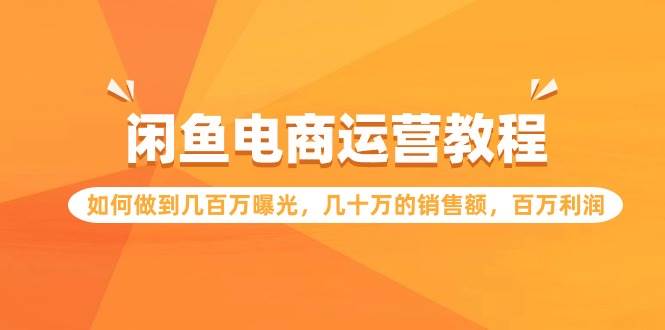 闲鱼电商运营教程:如何做到几百万曝光,几十万的销售额,百万利润网创吧-网创项目资源站-副业项目-创业项目-搞钱项目网创吧
