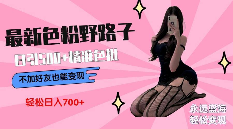最新色粉变现野路子,日引500+老色批 可不加好友直接变现 小白轻松日入700+网创吧-网创项目资源站-副业项目-创业项目-搞钱项目网创吧