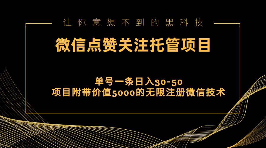 视频号托管点赞关注,单微信30-50元,附带价值5000无限注册微信技术网创吧-网创项目资源站-副业项目-创业项目-搞钱项目网创吧