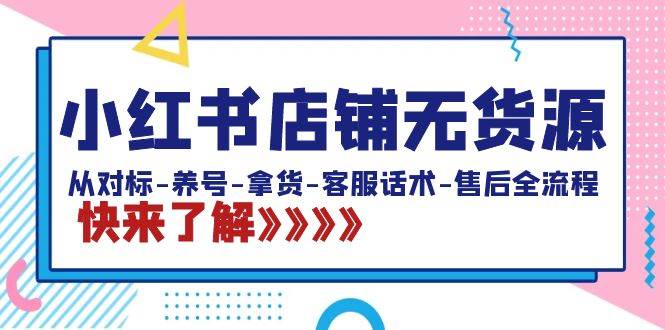 小红书店铺无货源:从对标-养号-拿货-客服话术-售后全流程(20节课)网创吧-网创项目资源站-副业项目-创业项目-搞钱项目网创吧