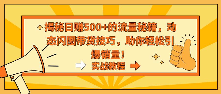 揭秘日赚500+的流量秘籍,动态闪图带货技巧,助你轻松引爆销量!网创吧-网创项目资源站-副业项目-创业项目-搞钱项目网创吧